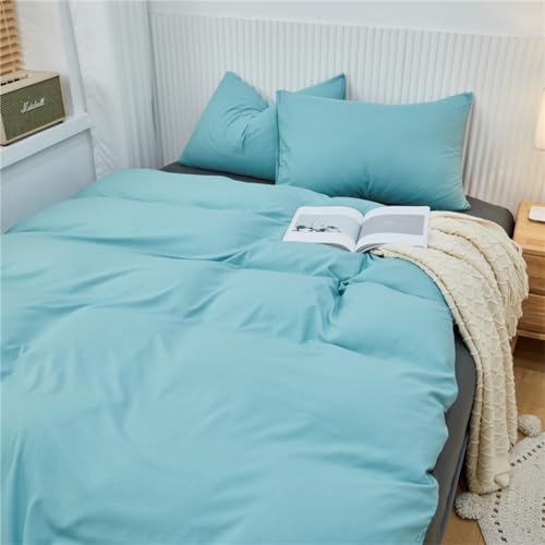 Odot Solid Color Duvet Cover 150x200cm 180x220cm 200x230cm, Simple Style Stylish Microfiber Quilt Cover with Zipper Closure Duvet Covers Soft Comfortable Breathable Bedding (Pale Blue,180x220cm)