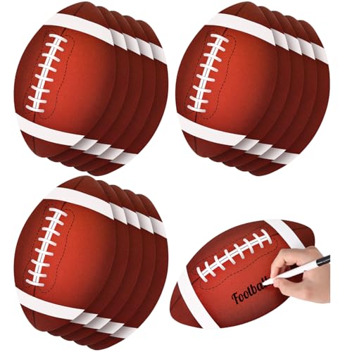 15 Pcs Football Cutouts, 11.8 x 7.1 Inches Ball Shape Paper Cuts with Glue Points, Football Bulletin Board Decorations for Baby Shower, Birthday, Sports-Themed Parties