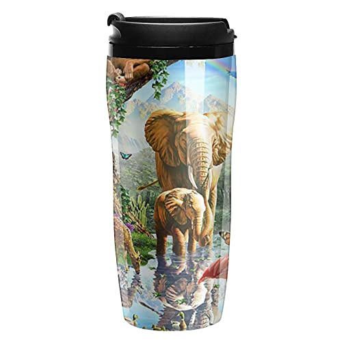Animal and Nature Travel Tumbler Taza de café de plástico con tapa doble pared aislada con diseño patrón de impresión…