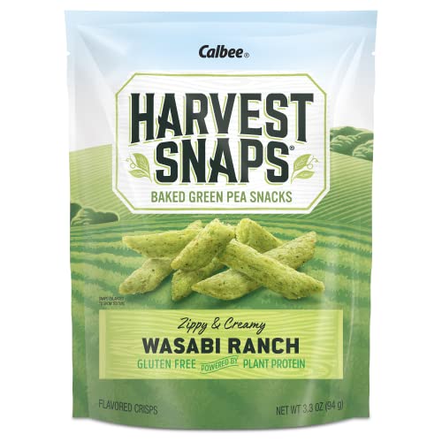 Harvest Snaps Veggie Chips (Green Pea Snack Crisps Wasabi Ranch, 3.3 Oz) | Powered By Plant Protein, Gluten Free, Non-Gmo Baked Vegetable Crisps | Made In Usa (4 Pack) #TOP5
