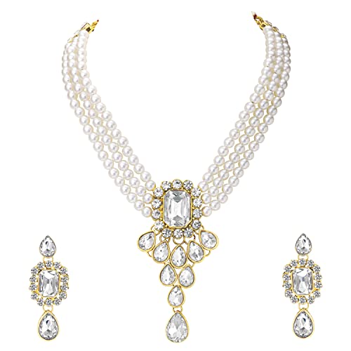 Image of Peora Crystal Faux Pearl Jewellery Gift Set for Women