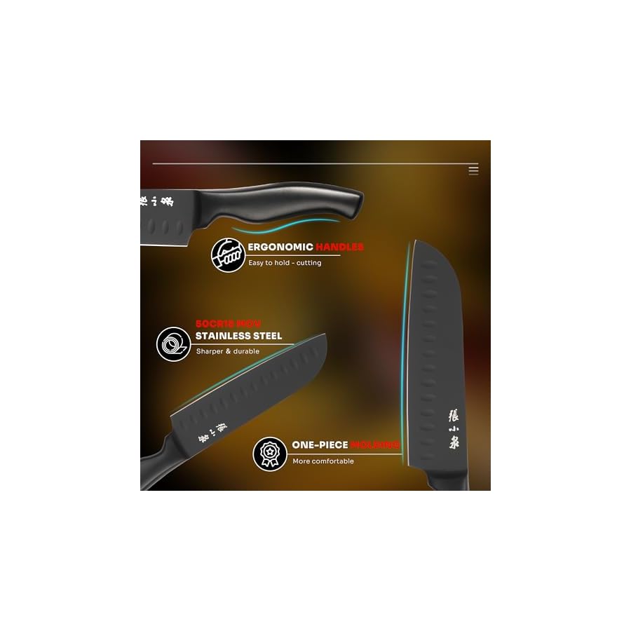 ZHANG-XIAO-QUAN-SINCE-1628-15Pcs-Knife-Sets-with-Block-knife-sets-for-kitchen-with-block-High-Carbon-Stainless-Steel-Built-in-Sharpener-Dishwasher-SafeBlack ZHANG XIAO QUAN SINCE 1628 15Pcs Knife Sets with Block, knife sets for kitchen with block High Carbon Stainless Steel Built-in Sharpener Dishwasher Safe(Black)