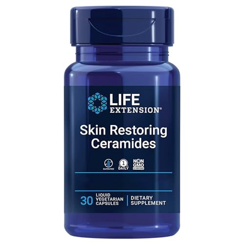 Life Extension, Skin Restoring Phytoceramides, Extracto de Aceite de Trigo, 30 Cápsulas líquidas veganas, Probadas en Laboratorio, Sin Gluten, Vegetariano, Sin Soja, No GMO