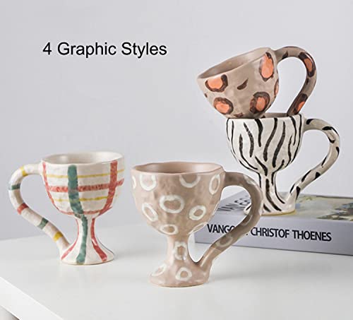 Tuchaca Ceramic Irish Coffee Mugs, Unique Espresso Cups With Large Handle, 10Oz Goblet Mug For Coffee, Latte, Cappuccino As Friends Gifts. (Plaid) #TOP6