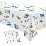 APOWBLS Surf's Up Party Decorations Tablecloth Boys - Disposable Surf Birthday Party Supplies Table Cover, Summer Hawaiian Beach Wave Surfing Birthday Decorations Table Cloth - 3Pack (54in x 108in)