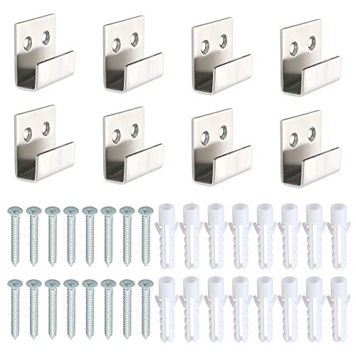 Alise Tile Display Wall Hanger Fastenerr,Stainless Steel Wall Mount Tile Brackets Hook Heavy Duty Tile Hanger for Mirrors,Picture Frame,Ceramic Wall Display,Fit 10mm Thick,Pack of 8,Brushed Finish