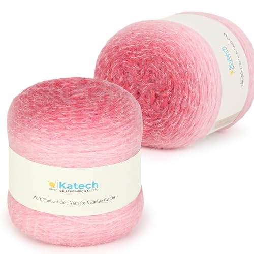 Image of Katech Ombre Yarn for Crocheting-Large Skein of Gradient Yarn Cake-2 Pack of 200g /7.05 oz-80% Acrylic,20% Nylon- #4 Medium-Perfect for Star Blankets, Scarves, Shawls and Garments (C)