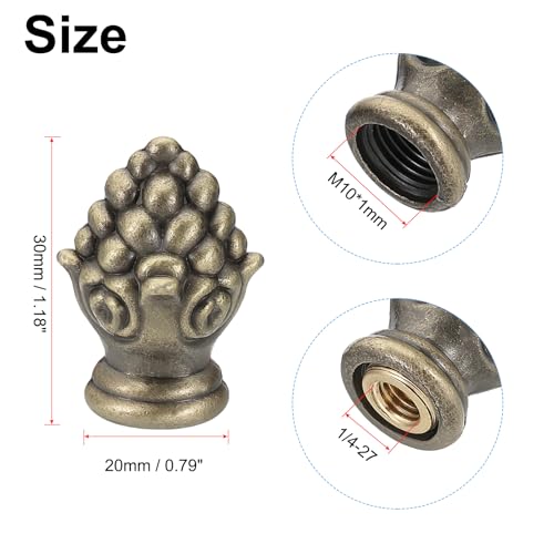 Image of PATIKIL 30 x 20mm Lamp Finials Caps Knob, 2 Set Solid Lamp Shade Top Decoration Screw Cap Nuts with Brass Reducing Adapter for Table Lamps Floor Lamps, Bronze