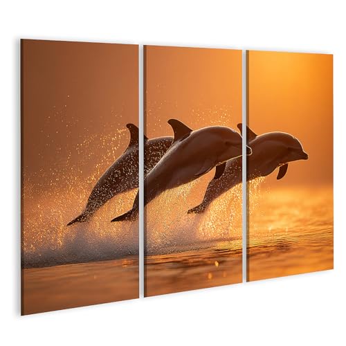 Tableau sur toile dauphins 3 pièces idée cadeau originale édition islandburner