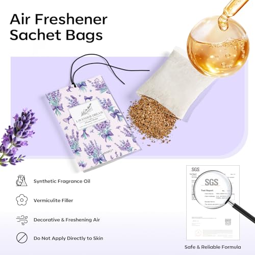 Image of MYARO 20 Packs Lavender Linen Scent Sachet Long Lasting Closet Drawer Deodorizer Home Air Freshener Room Odor Eliminator