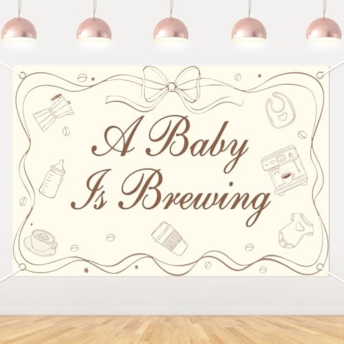 Décoration baby shower « A Baby is Brewing » thème café pour photo de fête prénatale