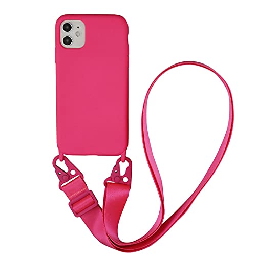 Funda para iPhone 11, funda para teléfono móvil con cordón de nailon, correa para el hombro, suave silicona líquida con cordón para colgar, funda protectora con banda Cover para iPhone 11 Cover