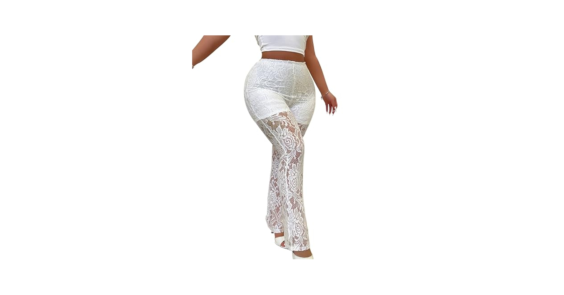 Womens Lace Pants for Women Sexy Lace Flare Pants for Women