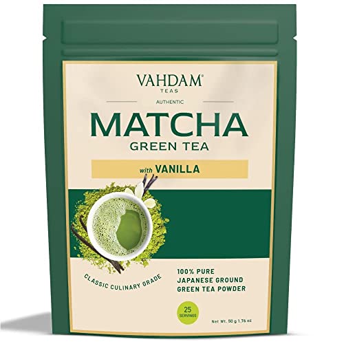 VAHDAM, thé vert vanille matcha (50 tasses) 100g | Poudre de thé Matcha 100% d'origine japonaise PURE Cover