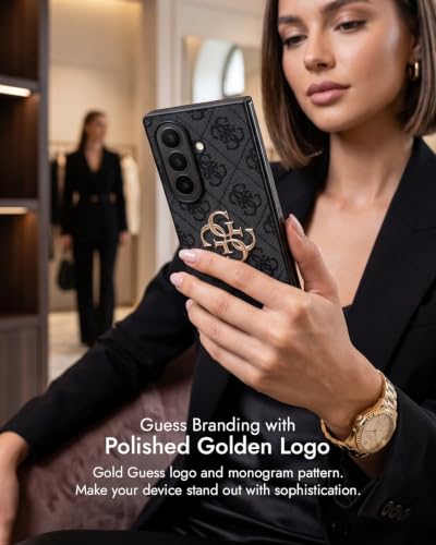 Image of CG MOBILE Guess [Official Licensed], Protective Case Designed for Galaxy Z Fold 8 Ultra | 4G PU Case with Big 4G & Classic Metal Logo - Black