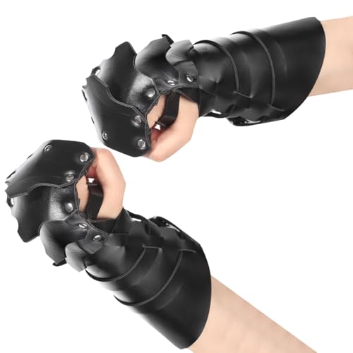 PENINSULA LOVE Medieval Leather Gauntlets Arm Guard Knight Bracer Arm Armor Cuff for Men Women LARP...