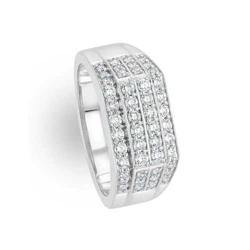 10K 14K 18K Gold Men's Pave Moissanite Wedding Ring 4 Row Moissanite Engagement Anniversary Ring for Men Size 4-153