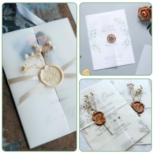 NICKLIN 54 Stück Pergamenthüllen für Einladungen 13x18cm Vorgefaltet Pergamentpapier Bedruckbare Durchscheinend Pergamentjacken Vellum Paper Jacket für Brautparty Hochzeit Geburtstag (54)