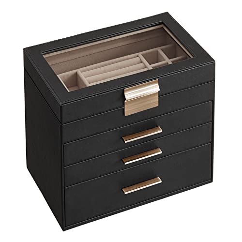 Songmics Caja De Joyas, Caja Joyero Con 4 Niveles, Estuche Para Joyería Con Tapa De Cristal, 3 Cajones, Para Gafas De Sol, Joyas Grandes, Modern Songmics Caja De Joyas, Caja Joyero Con 4 Niveles, Estuche Para Joyería Con Tapa De Cristal, 3 Cajones, Para Gafas De Sol, Joyas Grandes, Modern