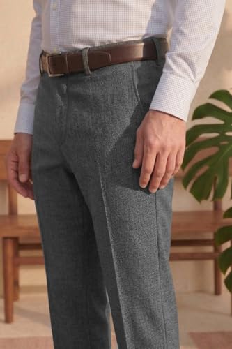 Image of Louis Philippe Men's Slim Fit Mid Rise Textured All Day Comfort Stretchable Fabric and Enhanced Comfort Formal Trouser
