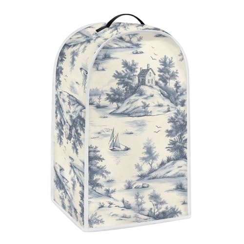 Image of Talayituse Toile De Jouy House Print Blender Dust Cover, Fingerprint Protection Cover for Stand Mixer or Coffee Machine, Home Kitchen Appliance Covers for Stain Dust Resistant Supplies