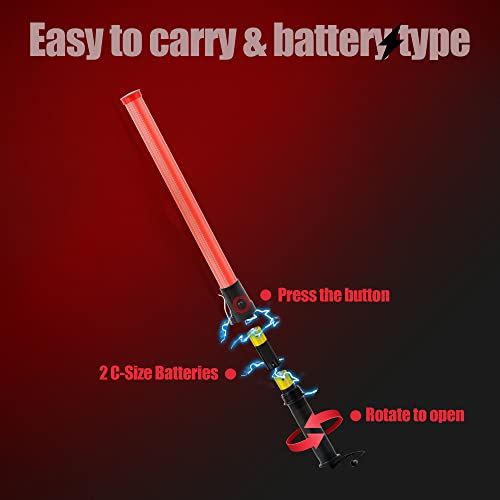 E-Riding 21 Inch Signal Traffic Safety Baton 4 Pieces Led Light Multifunction Traffic Wand With 2 Flashing Modes, Using 2 C-Size Batteries (Not Included) #TOP5