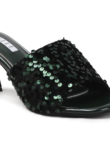Image of ELLE Women's Sequin-Embellished Square-Toe Heeled Sandals