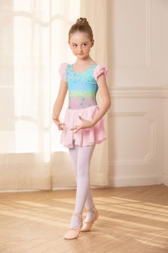 Image of Arshiner Girls Ruffle Sleeve Ballet Dance Dress Tutu Skirted Leotard