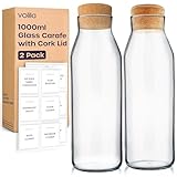 Lot de 2 carafes à eau de 1 l avec couvercle pour boissons froides, lait et jus de fruits ...