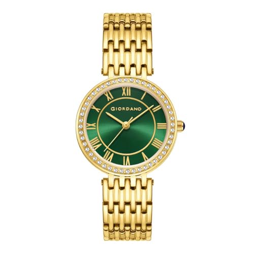 Giordano Eleganza Collection Round Analog Watch for Women, Diamond-Set with Metal Strap Ladies Water Resistant Wrist Watch – A2083 Giordano Eleganza Collection Round Analog Watch for Women, Diamond-Set with Metal Strap Ladies Water Resistant Wrist Watch – A2083