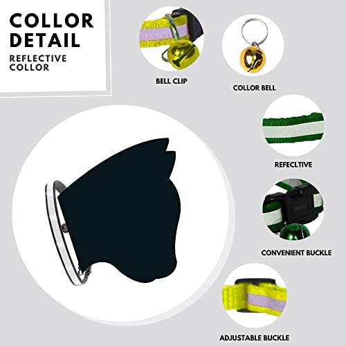 Image of PAW PET MART of 2 Pcs Reflective Cat Collar , Solid & Safe Collars for Cats , Adjustable Collar with Bell , Soft Neck Belt for Kitten & Adult Cat