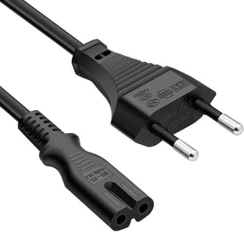 ABC Products 1.8M Long EU European C7 Figure of 8 Power Supply Cord Mains Cable Lead Plug (for France, Germany, Spain, Italy, Poland etc)