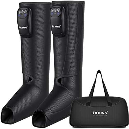 FIT KING Cordless Foot and Leg Massager for Circulation and Pain Relief, Portable & Rechargeable Leg Massager Compression Boots for Recovery After Training & Workout with 3 Modes Intensities FT-059A