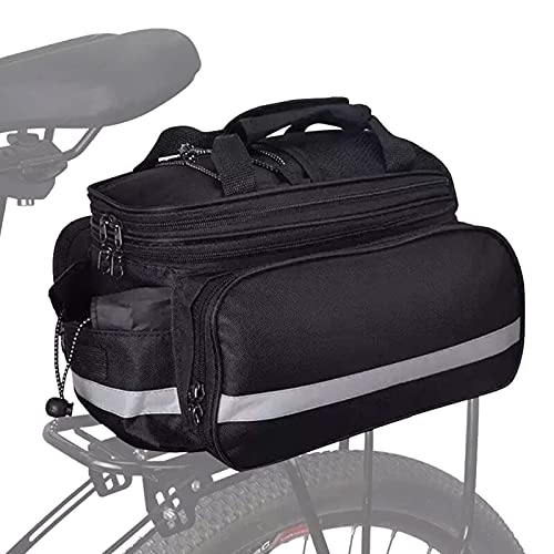Sacoche de Porte-Bagages de siège arrière étanche pour vélo de Montagne, Sacoche pour Cadre de vélo électrique 25L, Sac de Coffre de Rangement Extensible avec Housse de Pluie(Plein Noir) Cover