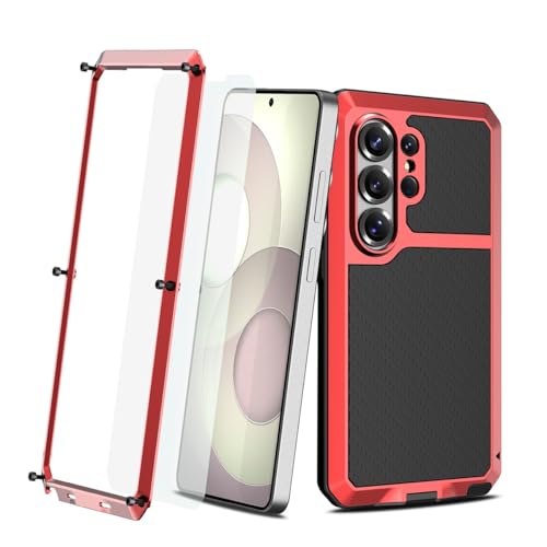 Coque Samsung S26 intégrale en métal rouge : protection robuste chic