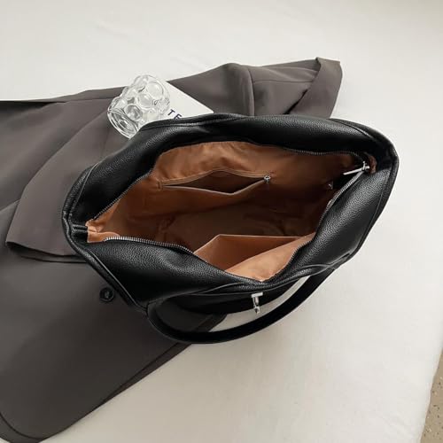 Image of Brown Suede Tote Bag for Women Trendy Hobo Bag Bucket Tote Bag Work Hobo Handbags