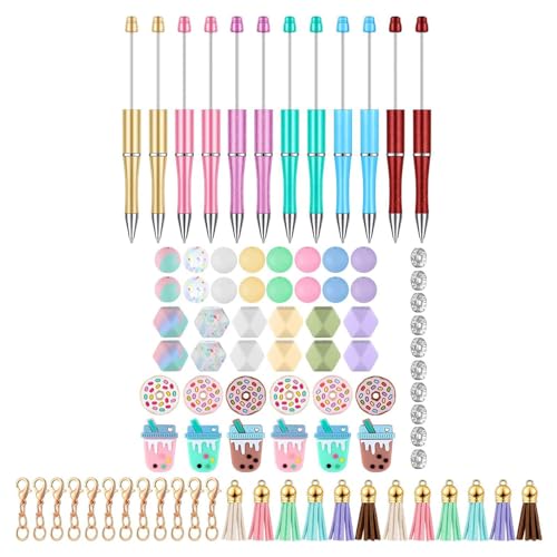 Bolígrafos con cuentas personalizables para notas creativas y manualidades con dijes y borlas