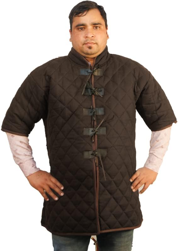 THE MEDIEVALS Gambeson Thick Padded Half Sleeves Quilted Jacket Historical Costumes for rennaissance Dress