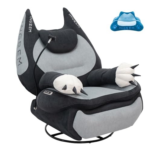 Image of INGREM Smart Recliner with Adjustable Settings, Voice-Activated Home Theater Gaming Seat Rocker, Electric Lounge Chair Featuring USB Port ,Phone Holder and Cat Claw Armrest