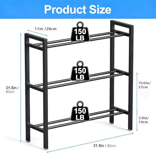 Image of WINSTAR 3-Tier Adjustable Dumbbell Rack | Heavy-Duty Home Gym Weight Storage Stand for Dumbbells & Kettlebells | Space-Saving Home Gym Organizer (Rack Only, Black)