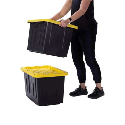 Coffre de rangement en plastique robuste et rigide à couvercle - 5