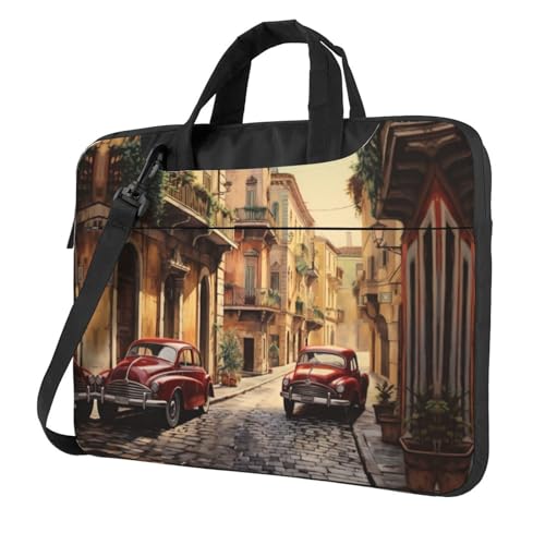 Sac ordinateur bandoulière à motif rue italienne pour PC portable