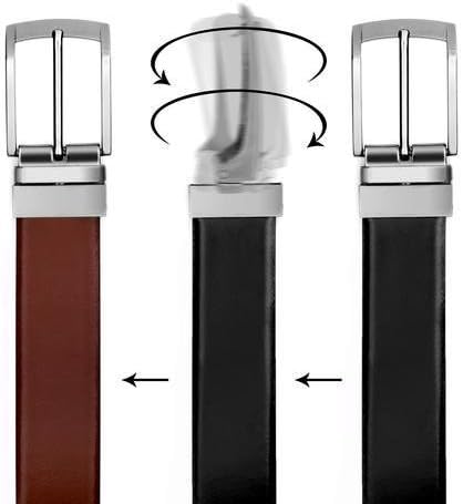 Valerio Mens Reversible Black & Brown (TWO IN ONE) Genuine Leather Twistable Buckle Casual Formal Belt
