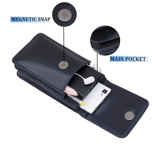 Image of MENSCH Genuine Leather Multifunctional Phone Mobile Pouch Waist Bag with Belt Loop for Accessories, Apple iPhones, Smartphones, Androids Upto 6.7 inch for Daily Use, Travelling for Men & Women (Blue)