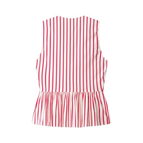 Chaleco a rayas mujer cuello V sin mangas con lazo ajustable 2