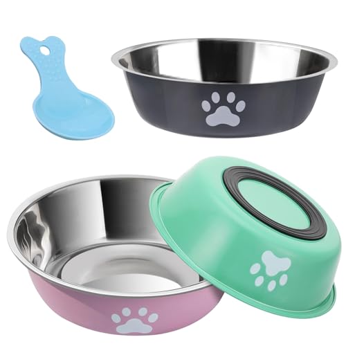Hundenapf 3 Stück Fressnapf Hund Edelstahl - 860ml Hundenäpfe Rutschfest Wassernapf und Futternapf Hundenapf Rutschfest mitRutschfestem Silikonboden fürKleine Mittelgroße und Große Hunde undKatzen (3)