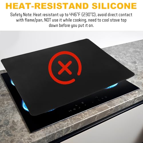 LISHINE Capas de fogão para fogão elétrico 71 x 50 cm, protetor de vidro para fogão, capa de fogão plana resistente ao calor, capa de fogão de cerâmica, capa de silicone para fogão elétrico