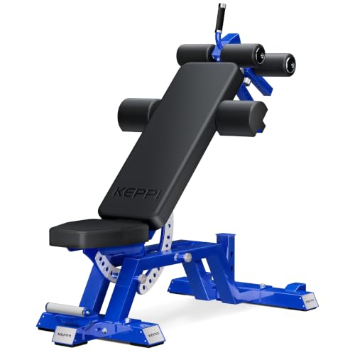 KeppiFitness Weight Bench 1500LBS Capacity Workout Bench 17 Bench Press Height 11+8 Adjustable Weight Bench with Flat/Incline/Decline Angle and On-end Storage - Bench6000 (2026 Version Blue Frame)