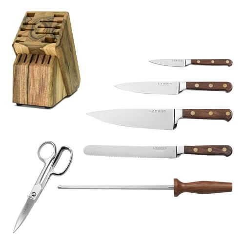 Lamson Forged 7-Pc Knife Block set, Natural Walnut Block (Walnut)