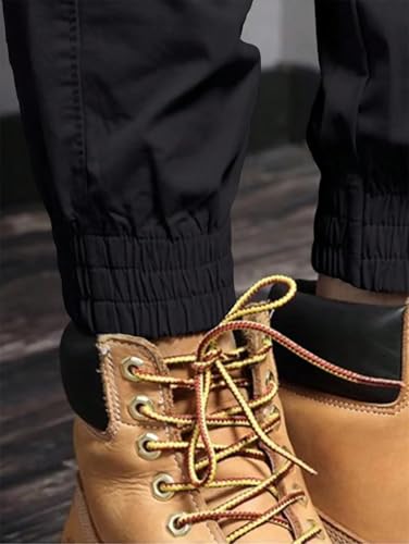 Men's Solid Color Casual Work Pants, Solid Color Outdoor Pocket Splicing Sports Pants4